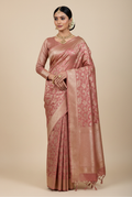 Dusty onion pink katan silk banarasi saree