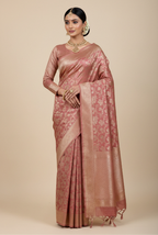 Dusty onion pink katan silk banarasi saree