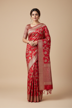 Red katan silk banarasi saree