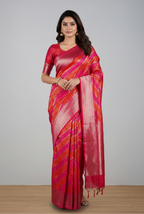Orange & pink soft silk Banarasi saree
