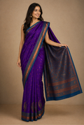 Purple & rama green soft silk banarasi saree