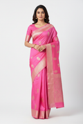 Pink Moonga silk banarasi saree