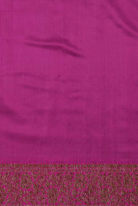 Bottle green with pink border Banarasi tussar silk saree