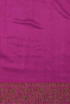 Bottle green with pink border Banarasi tussar silk saree