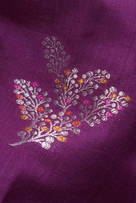 Purple moonga silk banarasi saree