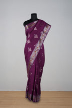 Purple moonga silk banarasi saree