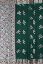 Bottle green moonga silk banarasi saree