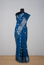 Teal blue moonga silk banarasi saree