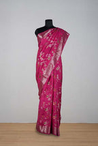 Pink moonga silk banarasi saree - Dark