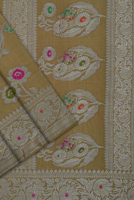 Golden moonga silk banarasi saree