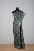 Light grey moonga silk banarasi saree