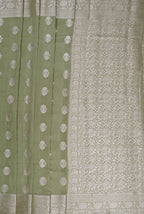 Olive green moonga silk banarasi saree