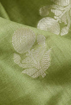 Olive green moonga silk banarasi saree