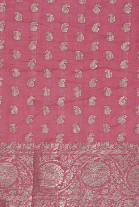 Carrot pink moonga silk banarasi saree