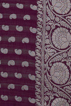 Dark wine moonga silk banarasi saree