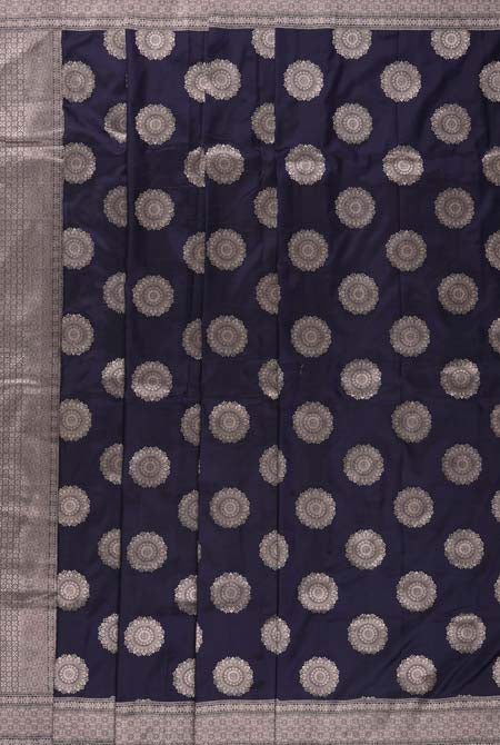Navy blue katan silk banarasi saree
