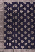 Navy blue katan silk banarasi saree