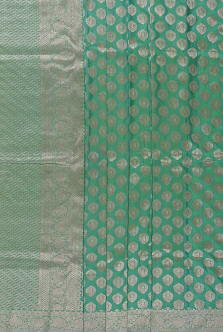 Sea green katan silk banarasi saree
