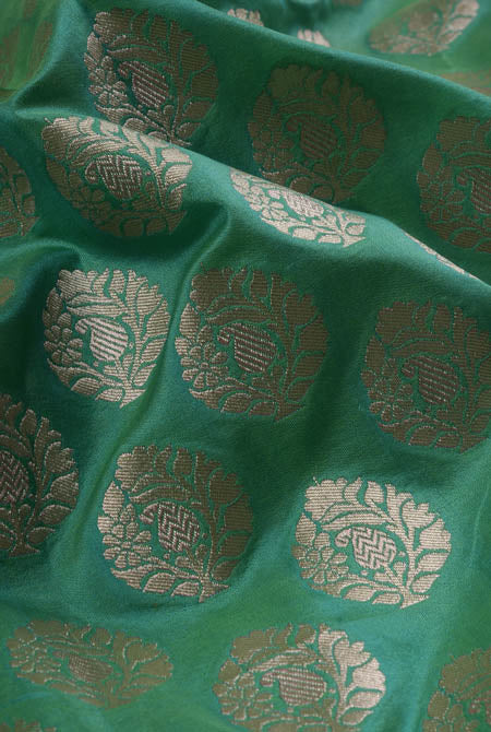 Sea green katan silk banarasi saree