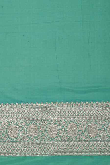 Sea green katan silk banarasi saree