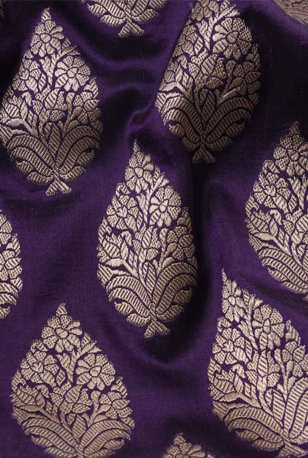 Dark purple katan silk banarasi saree