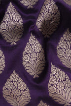 Dark purple katan silk banarasi saree