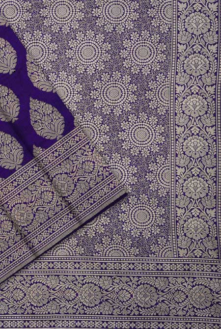 Dark purple katan silk banarasi saree
