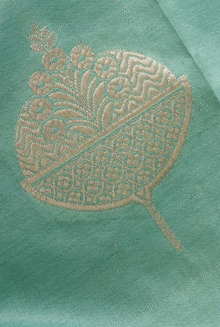 Sage green katan silk banarasi saree