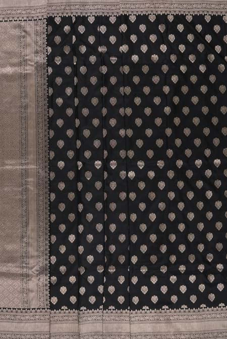 Black katan silk banarasi saree