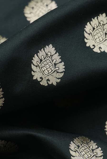 Black katan silk banarasi saree