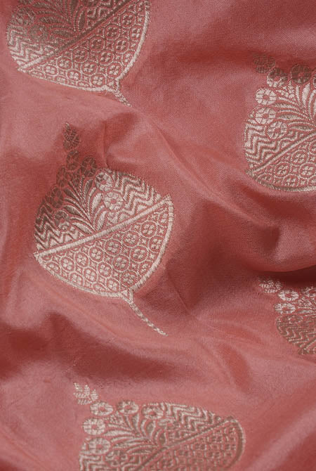 Light peach katan silk banarasi saree