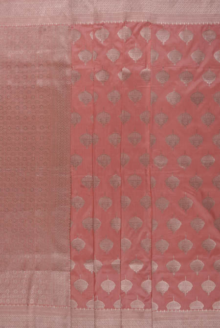 Light peach katan silk banarasi saree
