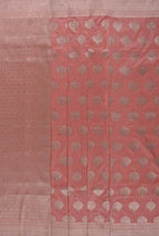 Light peach katan silk banarasi saree