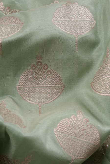 Pista katan silk banarasi saree