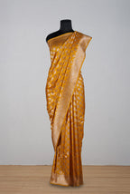 Yellow katan silk banarasi saree