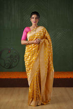 Yellow katan silk banarasi saree