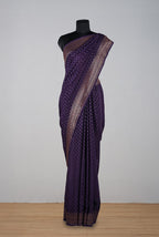 Purple crepe chiffon banarasi saree