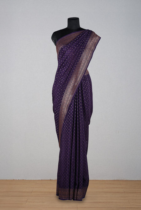 Purple crepe chiffon banarasi saree