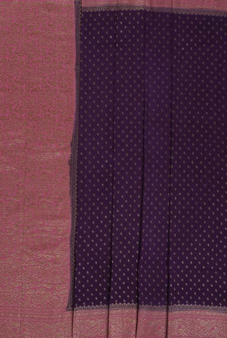 Purple-Pink border crepe chiffon banarasi saree