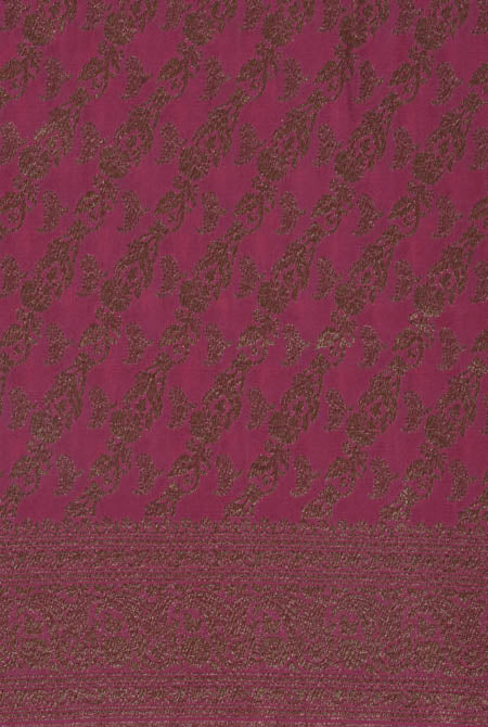 Purple-Pink border crepe chiffon banarasi saree