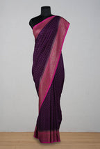 Purple-Pink border crepe chiffon banarasi saree