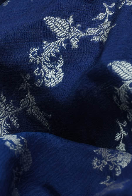 Navy blue chiffon banarasi saree