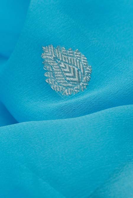 Sky blue banarasi chiffon saree