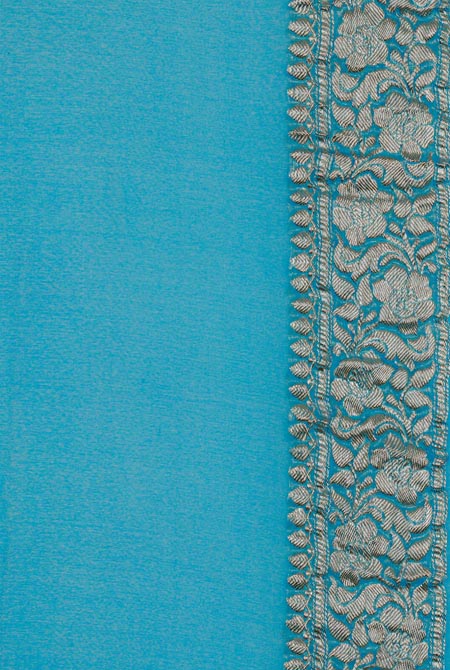 Sky blue banarasi chiffon saree