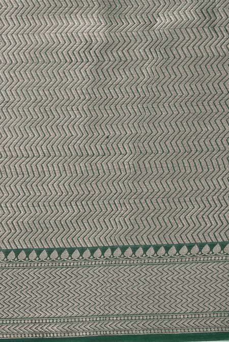Sea green-dark green border banarasi organza saree