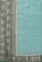 Sea green-dark green border banarasi organza saree