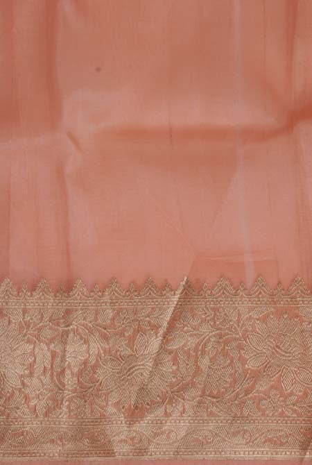 Peach banarasi organza saree