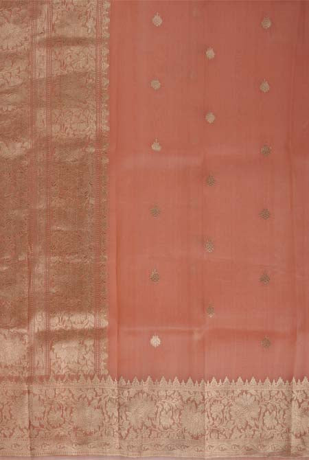 Peach banarasi organza saree