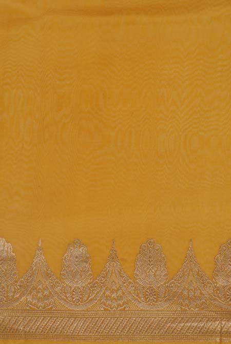 Mustard yellow shaded banarasi organza saree