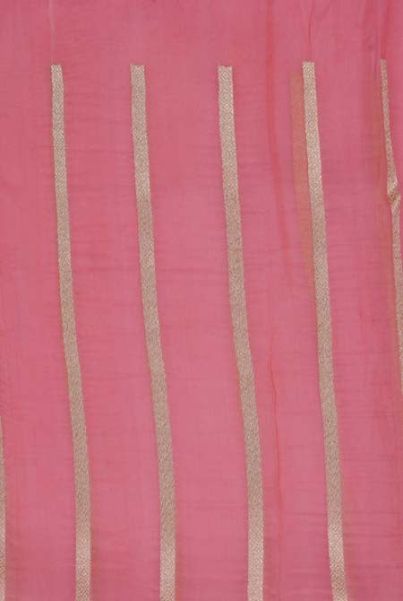 Peach banarasi brocade organza saree